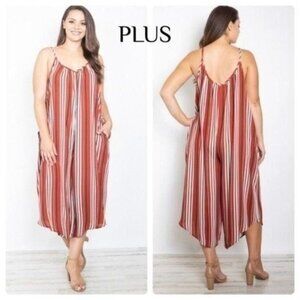 CAPRI STRIPED JUMPSUIT- SLEEVELESS-PLUS SIZE-NEW